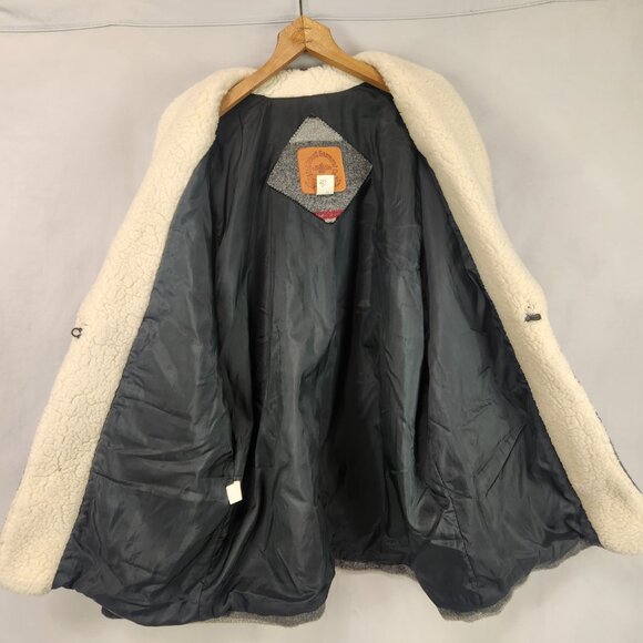 Mid West Garment Co Coat Wool Blend W/Sherpa Collar Men's L South Western Lined - Picture 8 of 8